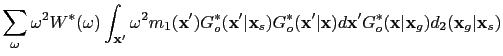 $\displaystyle \sum_{\omega}\omega^2 {W}^* (\omega) \int_{\textbf{x}'} \omega^2{...
...x}' {G}_o^* (\textbf{x}\vert\textbf{x}_g) {d}_2 (\textbf{x}_g\vert\textbf{x}_s)$
