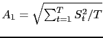 $ A_{1}=\sqrt{\sum_{t=1}^{T}S_{t}^{2}/T}$