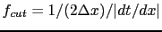 $ f_{cut}=1/(2\Delta x)/\vert dt/dx\vert$