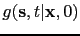 $ g({\bf {s}},t\vert{\bf {x}},0)$