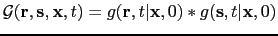 $ \mathcal G({\bf {r}},{\bf {s}},{\bf {x}},t)=g({\bf {r}},t\vert{\bf {x}},0)*g({\bf {s}},t\vert{\bf {x}},0)$