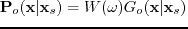 $ \textbf{P}_{o}(\textbf{x}\vert\textbf{x}_{s})=W(\omega)G_{o}(\textbf{x}\vert\textbf{x}_{s})$