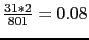 $ \frac{31*2}{801}=0.08$