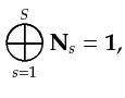 $\displaystyle \bigoplus_{s=1}^{S} {\bf {N}}_s = {\bf {1}},$